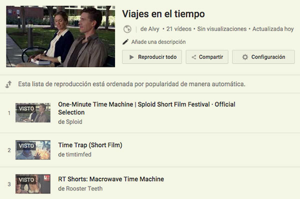 Viajes en el tiempo en YouTube