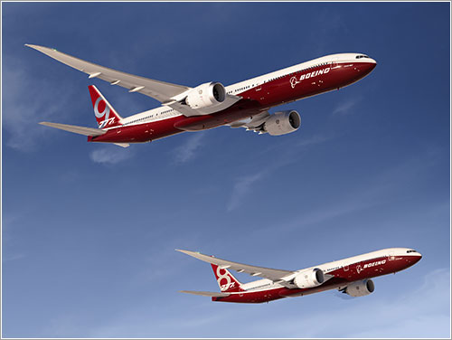 Impresión artística de las dos variantes del Boeing777X