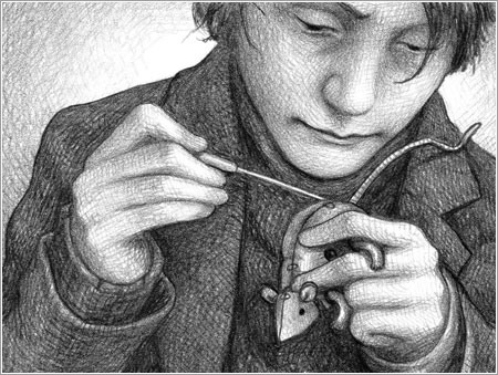 Hugo reparando un juguete © Brian Selznick