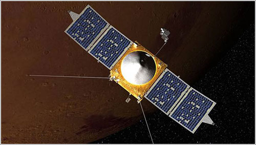 Impresión artística de MAVEN en órbita