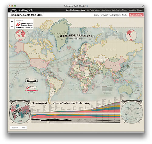 Mapa de los cables submarinos