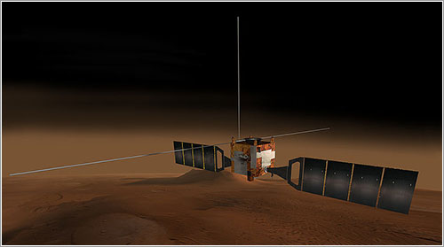 Impresión artística de la Mars Express en órbita