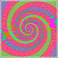 Las espirales verde y azul… que en realidad son del mismo color Las espirales verde y azul… que en realidad son del mismo color