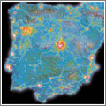 Mapa de la contaminación lumínica en la península Ibérica Mapa de la contaminación lumínica en la península Ibérica