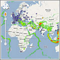 Mapa de plantas nucleares y actividad sísmica Mapa de plantas nucleares y actividad sísmica