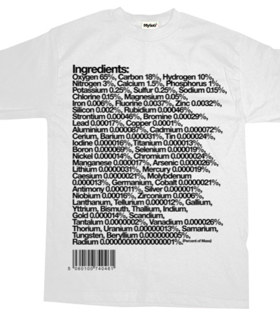 La camiseta de los ingredientes humanos