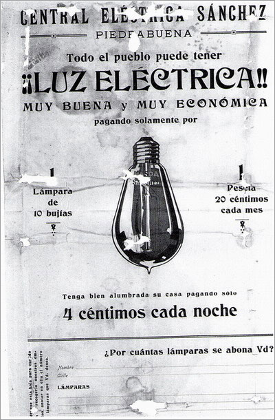 Anuncio de la Central Eléctrica Sánchez