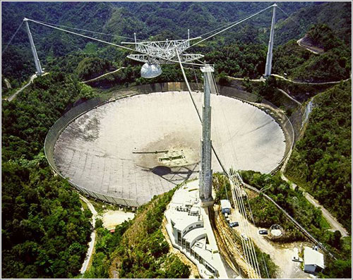 Vista aérea del rariotelescopio de Arecibo