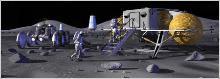 Concepto de artista de la base lunar de la NASA © NASA