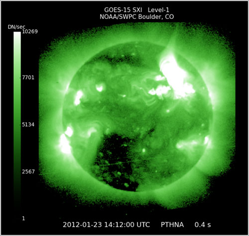 La eyección vista por el satélite GOES - NOAA