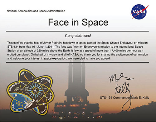 Face in Space STS-134