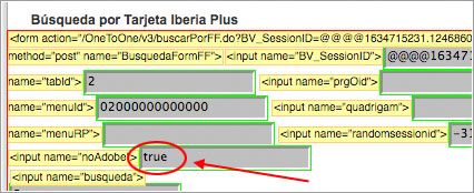 Editar formulario en chek-in Iberia