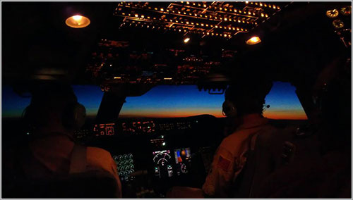 La cabina de SOFIA durante el vuelo de vuelta