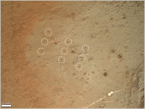 Marcas de la ChemCam - NASA/JPL-Caltech/MSSS/Honeybee Robotics/LANL/CNES