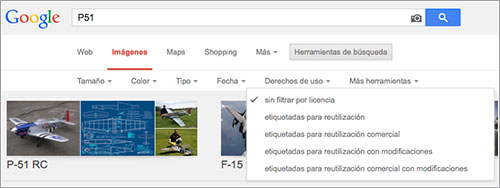Derechos de uso en Google Images