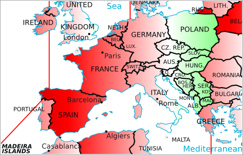 Desfase horario en Europa occidental