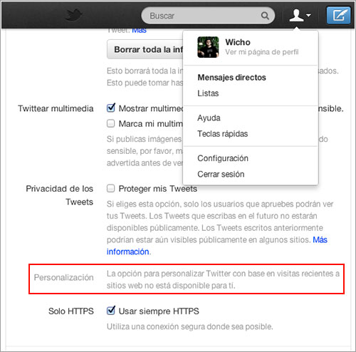 Despersonalizar Twitter