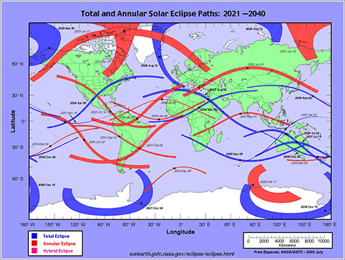 Eclipses solares de 2021 a 2040 - Fred Espenak, NASA/GSFC