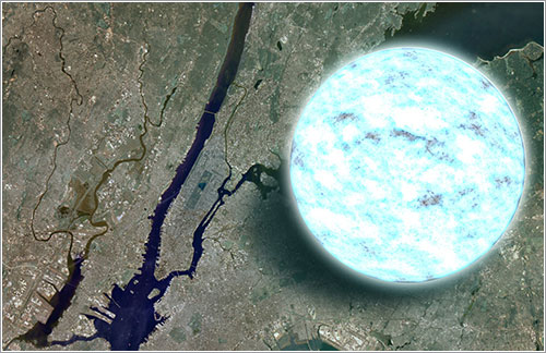 Estrella de neutrones y Manhattan - NASA/Goddard Space Flight Center