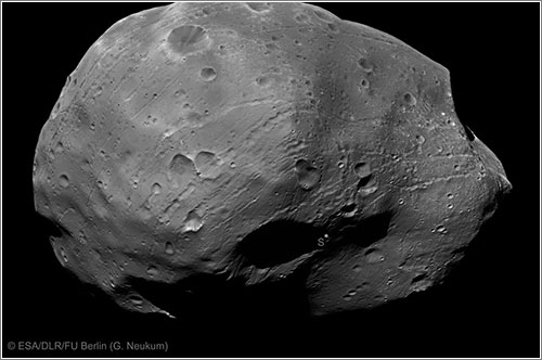 Imagen de Fobos capturada con el canal Stereo-1 / ESA/DLR/FU Berlin (G. Neukum)