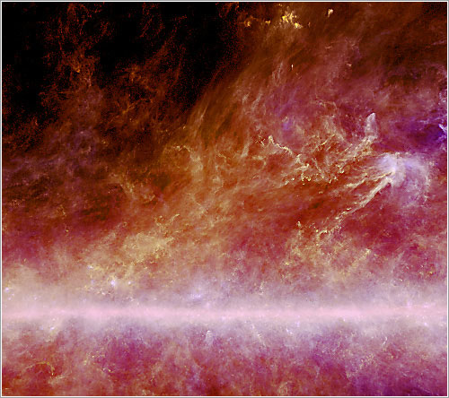 Estructuras de polvo a 500 años luz del Sol - ESA/HFI Consortium/IRAS