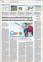 Google y el Premio Príncipe de Asturias en La Voz de Galicia