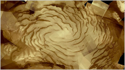 Hielo en el polo norte de Marte