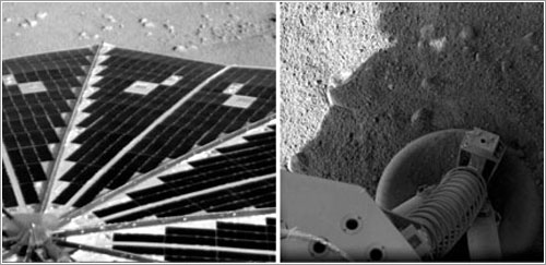 Panel solar y patas de la MPL - NASA/JPL-Calech/University of Arizona