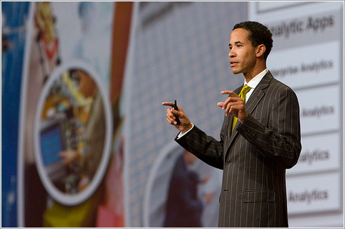 Charles Phillips en su conferencia en el Oracle OpenWorld 2008