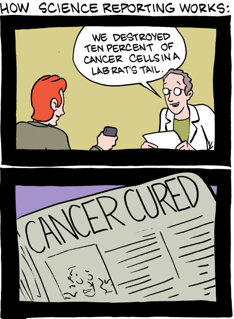 Cómo funciona el periodismo sobre ciencia por Saturday Morning Breakfast Cereal