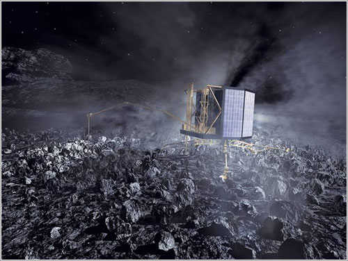 Philae en la superficie de 67P