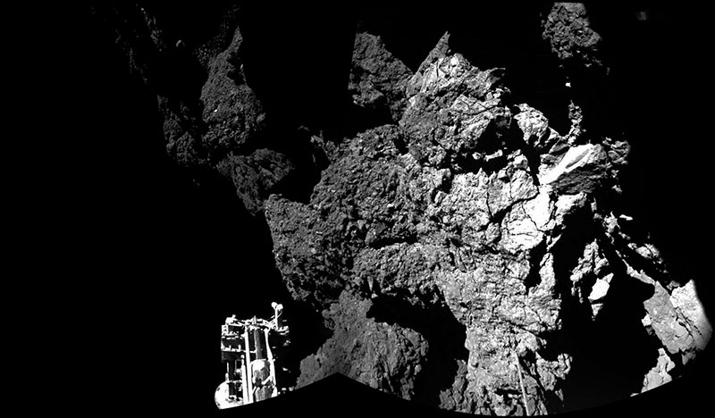 Una de las patas de Philae sobre 67P