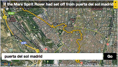 El recorrido de Spirit si hubiera partido de la Puerta del Sol en Madrid