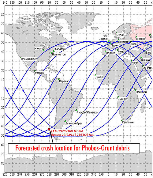 Mapa por Roscosmos