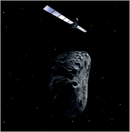 Rosetta en las proximidades de un asteroide - ESA/AOES Medialab