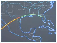 Ruta de entrada del Discovery © NASA TV