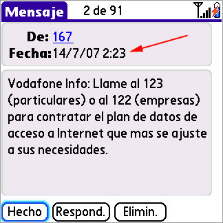 SMS de Vodafone a las 2:23 de la madrugada