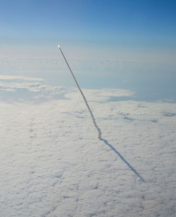 STS 134 launch seen from a shuttle training aircraft 4