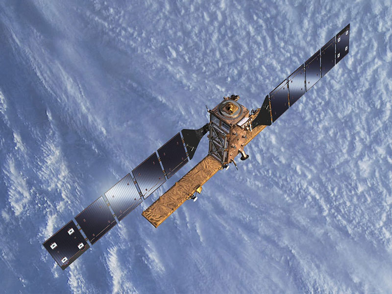 Impresión artística de un Sentinel–1 en órbita