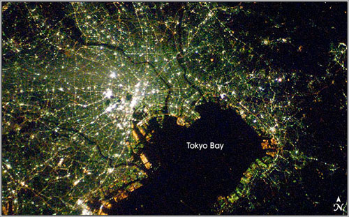 La bahía de Tokyo vista desde la ISS