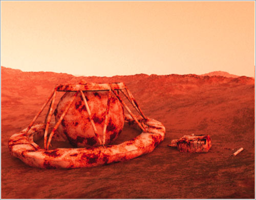 Sonda arruinada sobre la superficie de Venus