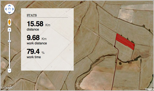 Así se ve el trabajo durante dos días de un agricultor con GPS