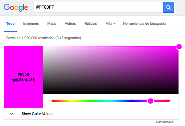 Google también sirve para buscar colores
