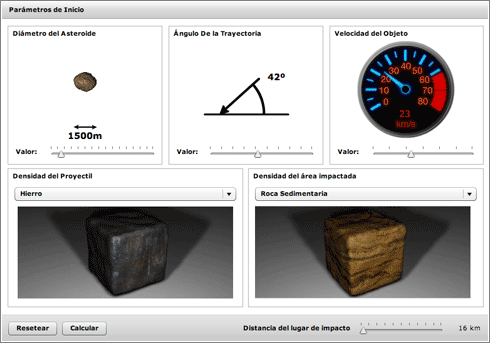 Calculadora de Impactos: datos de entrada