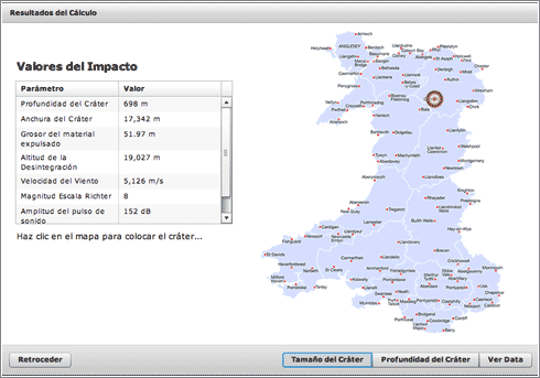 Calculadora de Impactos: mapa de Gales