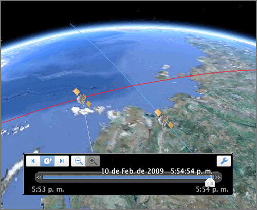 Choque de satélites en Google Earth