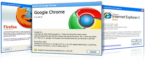 Chrome, Firefox y Explorer