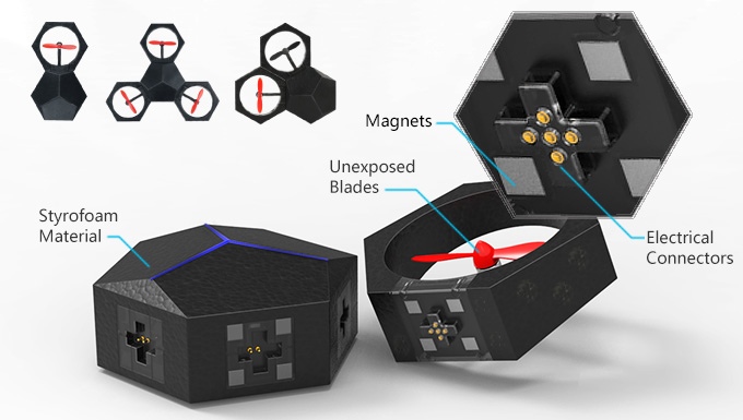 Un dron modular que puede configurarse con distintas formas