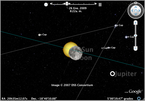 Eclipse 26 Enero - Google earth