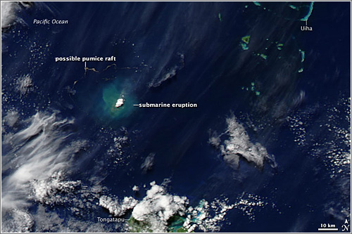 Erupcion en Tonga desde el satélite Aqua